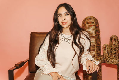 Pink Eyelet Ruffle Sleeve Knit Sweater T25470 - Southern Soule Designs