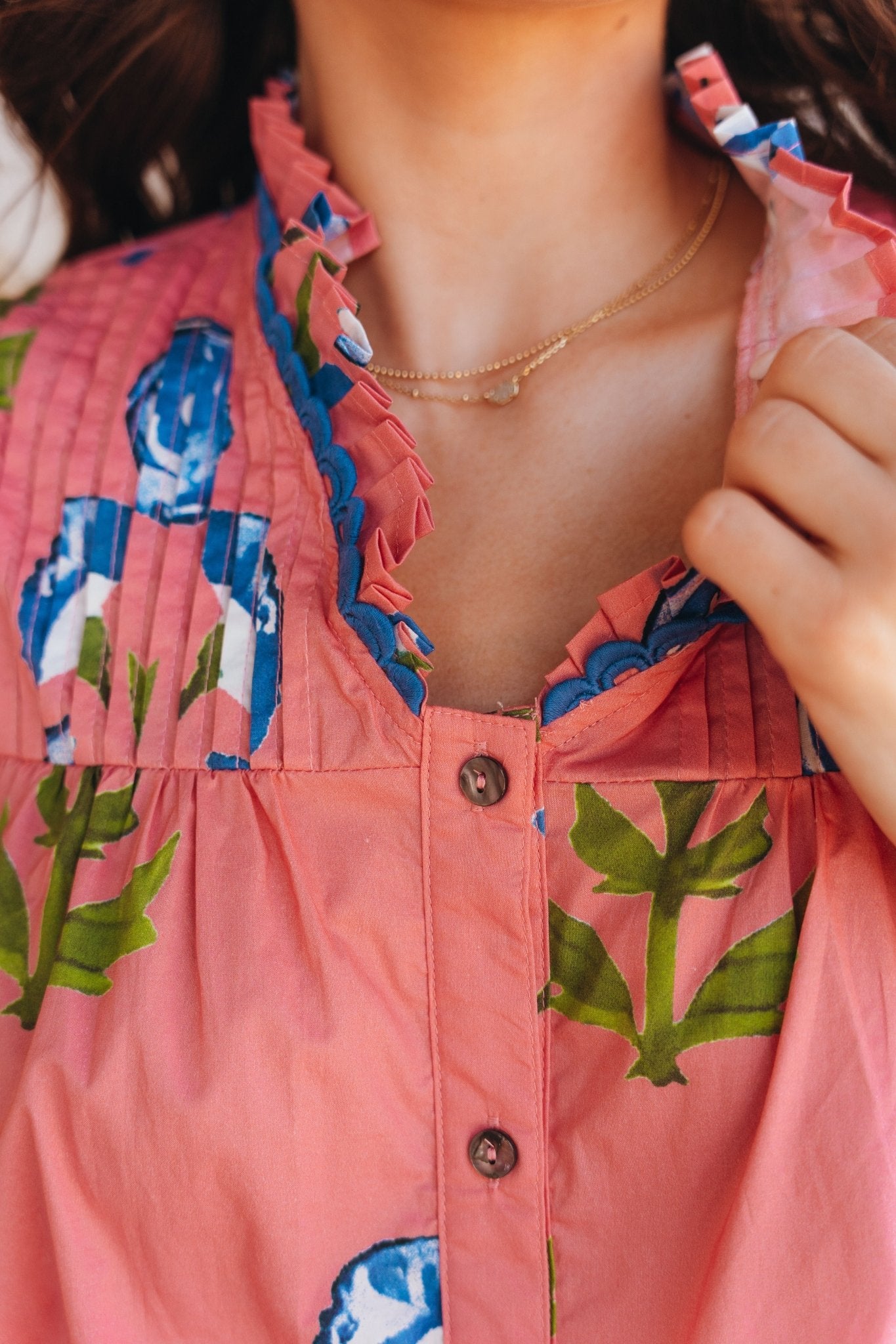 Pink Floral Ruffle Sleeve Top T26121 - Southern Soule Designs