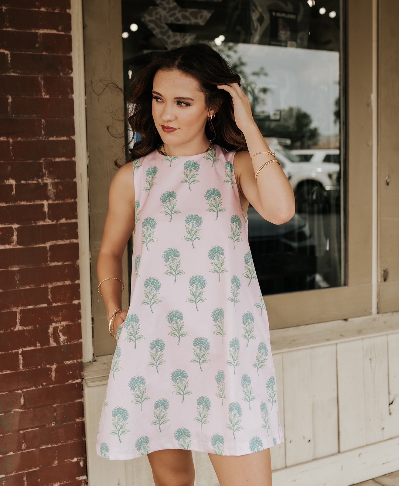 Pink Floral Tie Back Mini Dress CD07074 - Southern Soule Designs