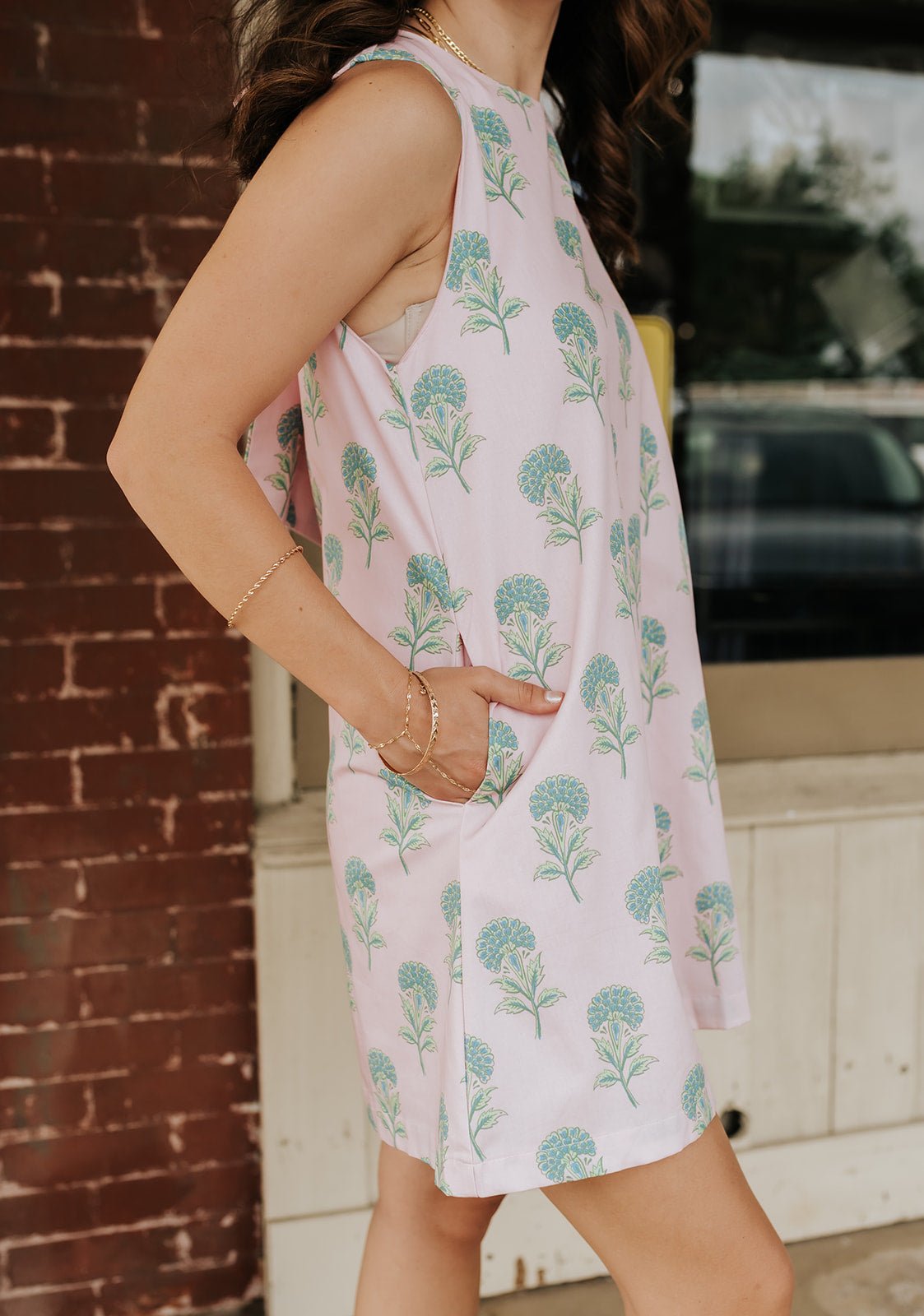 Pink Floral Tie Back Mini Dress CD07074 - Southern Soule Designs
