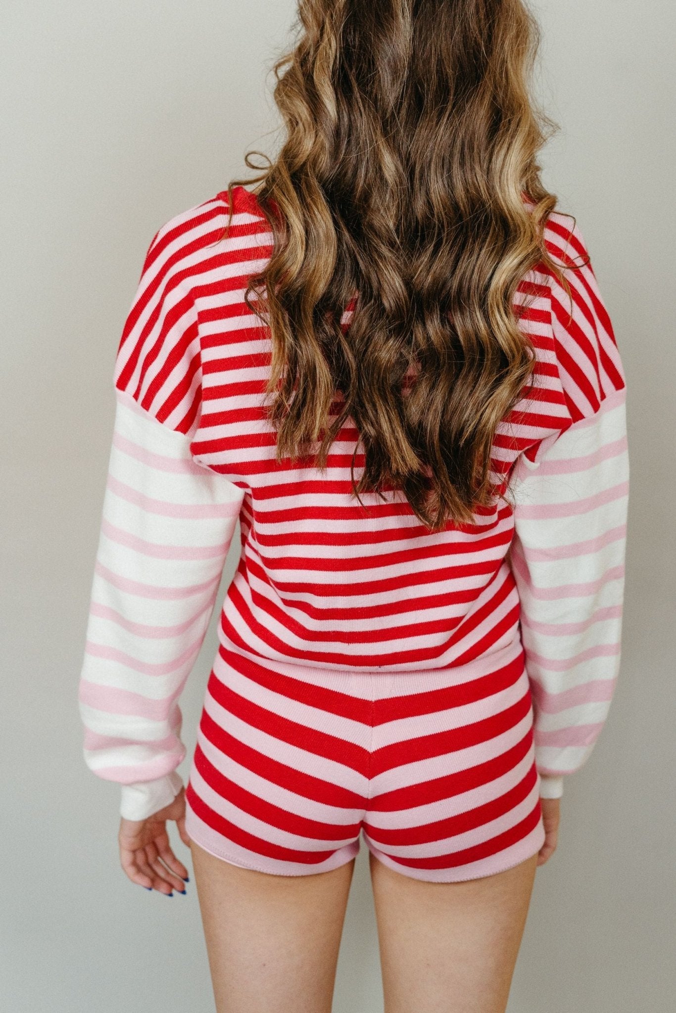 Pink High Waist Striped Knit Shorts CP10021 - Southern Soule Designs