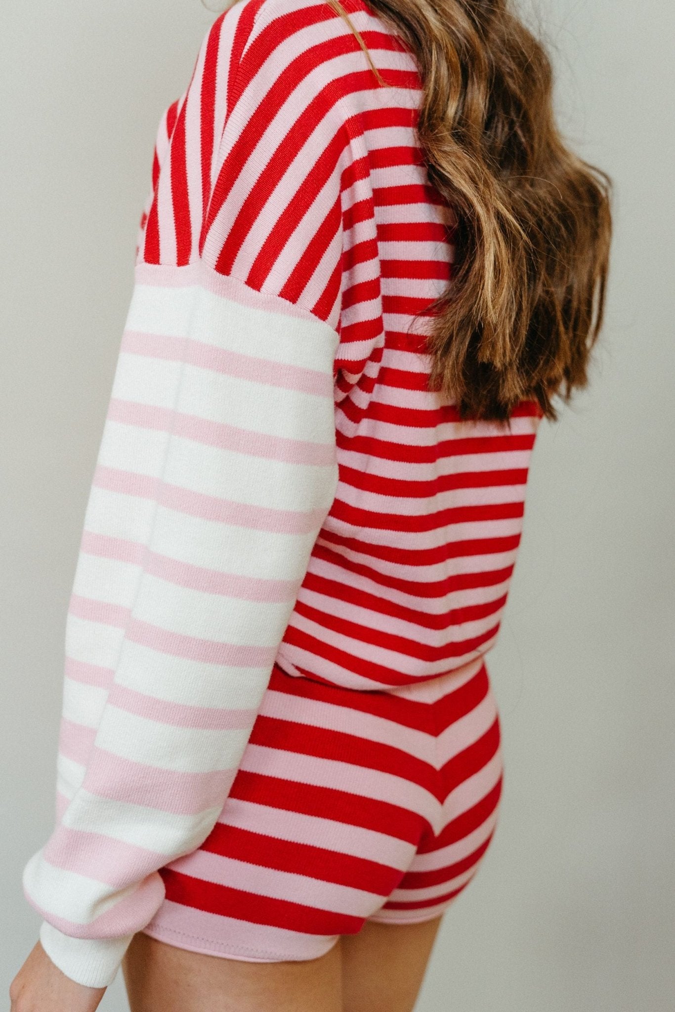 Pink High Waist Striped Knit Shorts CP10021 - Southern Soule Designs