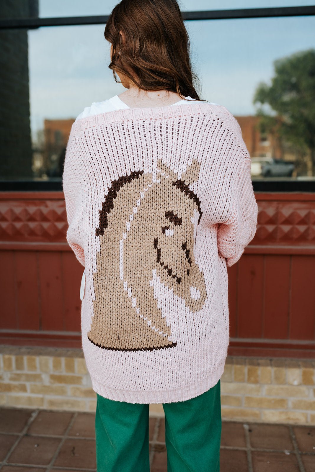 Pink Horse Print Knit Cardigan BRW3270 - 1 - Southern Soule Designs
