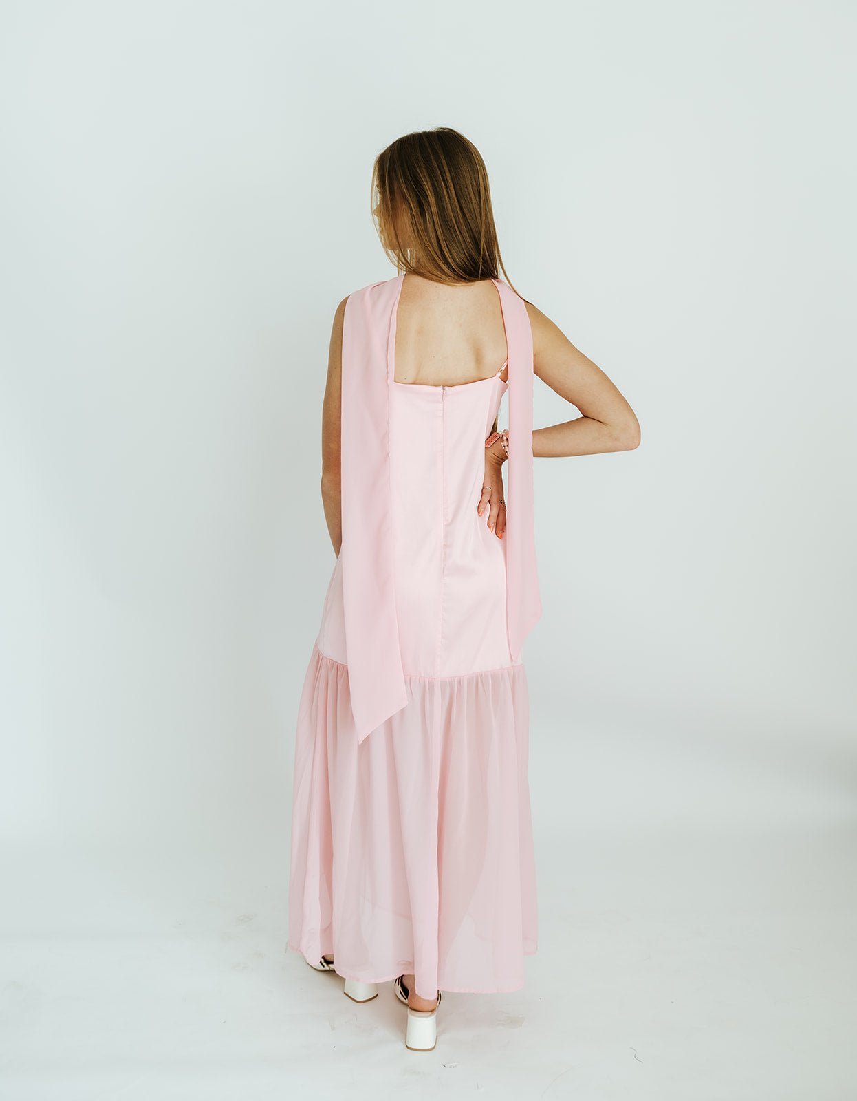 Pink Maxi Dress with Scarf CD06525 - Southern Soule Designs