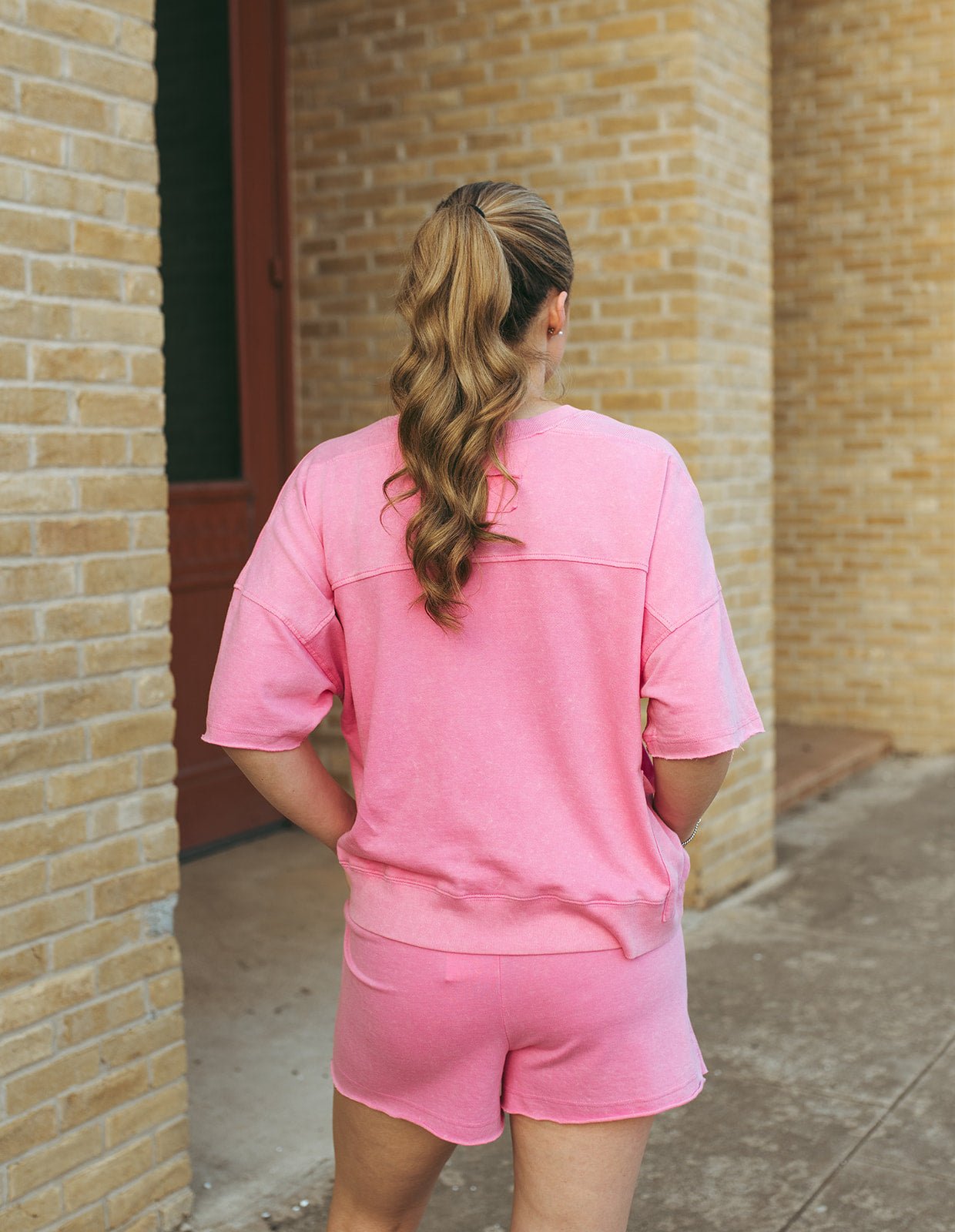 Pink Mineral Washed Knit Top & Shorts - Southern Soule Designs