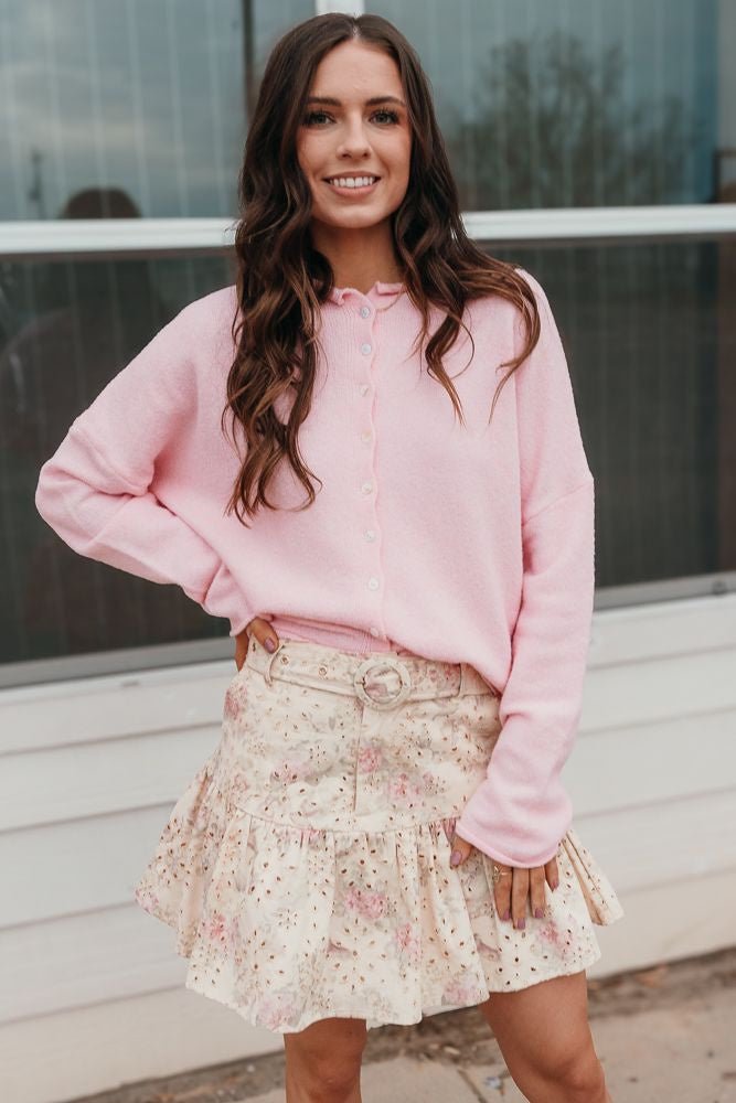 Pink Minos Skirt with Floral Eyelet Embroidery S1275S - 3 - Southern Soule Designs