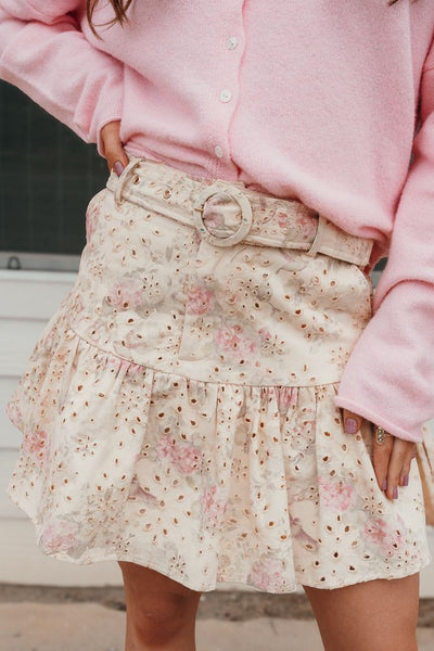 Pink Minos Skirt with Floral Eyelet Embroidery S1275S - 3 - Southern Soule Designs
