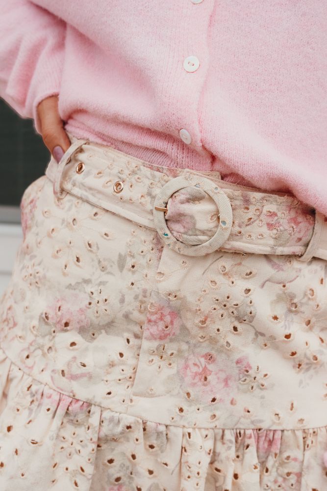 Pink Minos Skirt with Floral Eyelet Embroidery S1275S - 3 - Southern Soule Designs