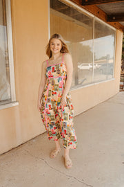 Pink Multi Floral Midi Dress with Adjustable Straps D26597 - Southern Soule Designs