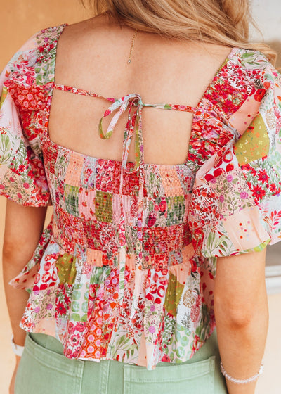 Pink Multi Floral Print Blouse T - 50382 - P - 1 - Southern Soule Designs