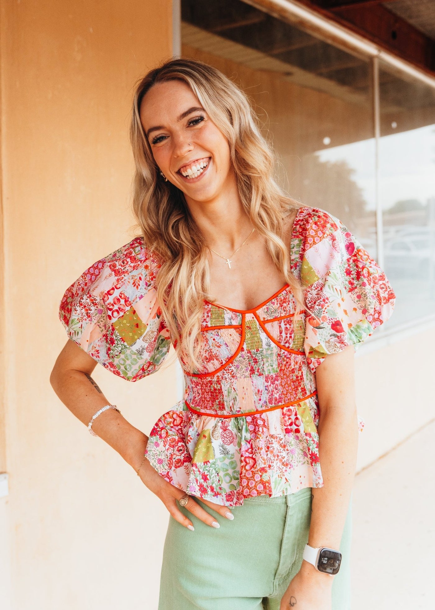 Pink Multi Floral Print Blouse T - 50382 - P - 1 - Southern Soule Designs