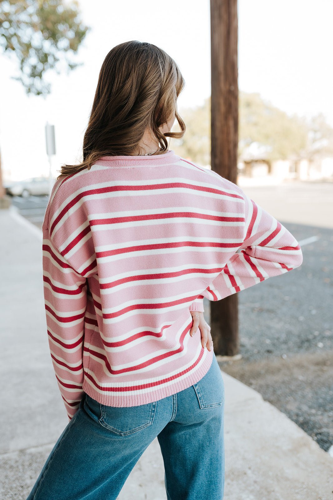 Pink Multi - Striped Button - Up Sweater Cardigan WL25 - 12488 - Southern Soule Designs