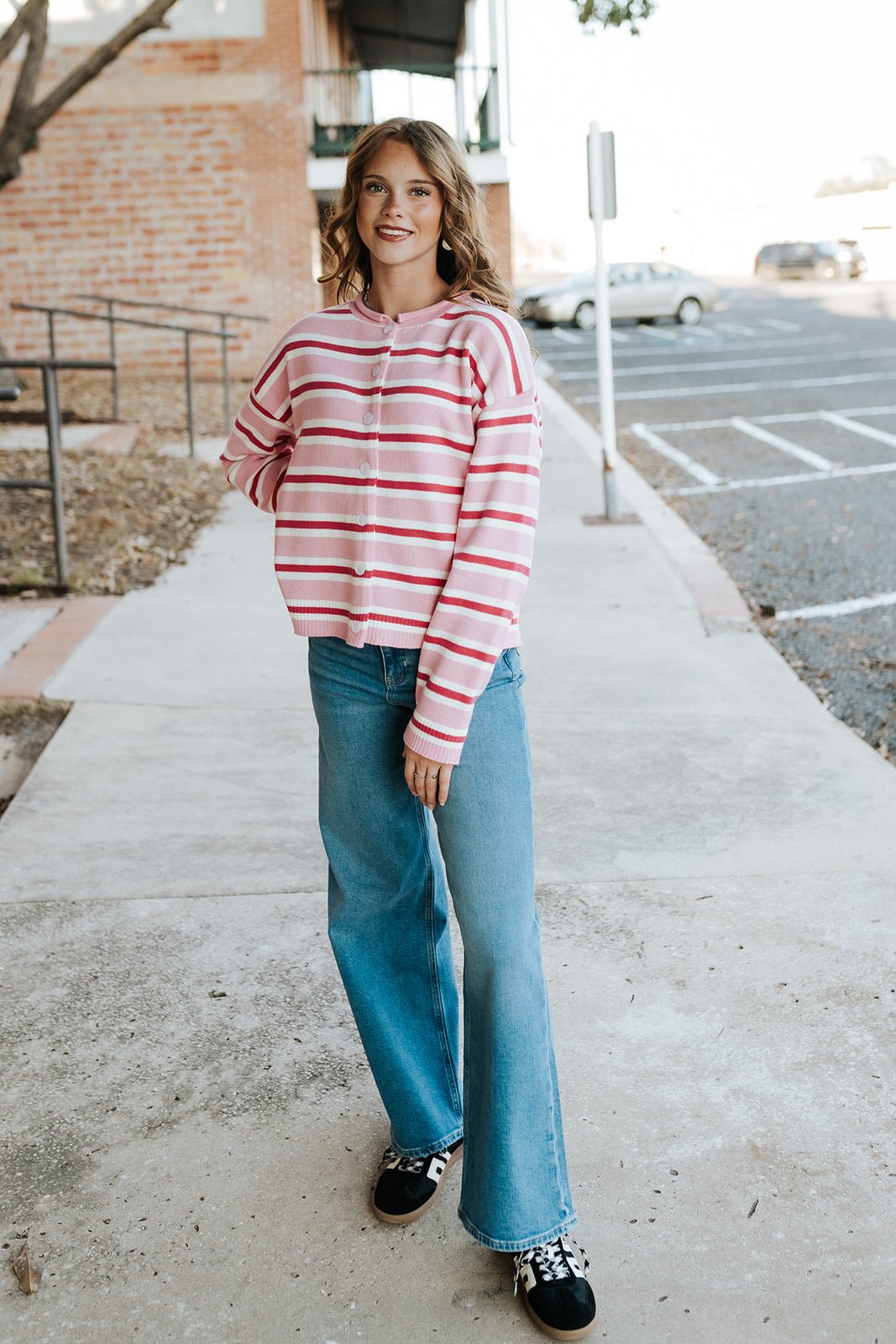 Pink Multi - Striped Button - Up Sweater Cardigan WL25 - 12488 - Southern Soule Designs