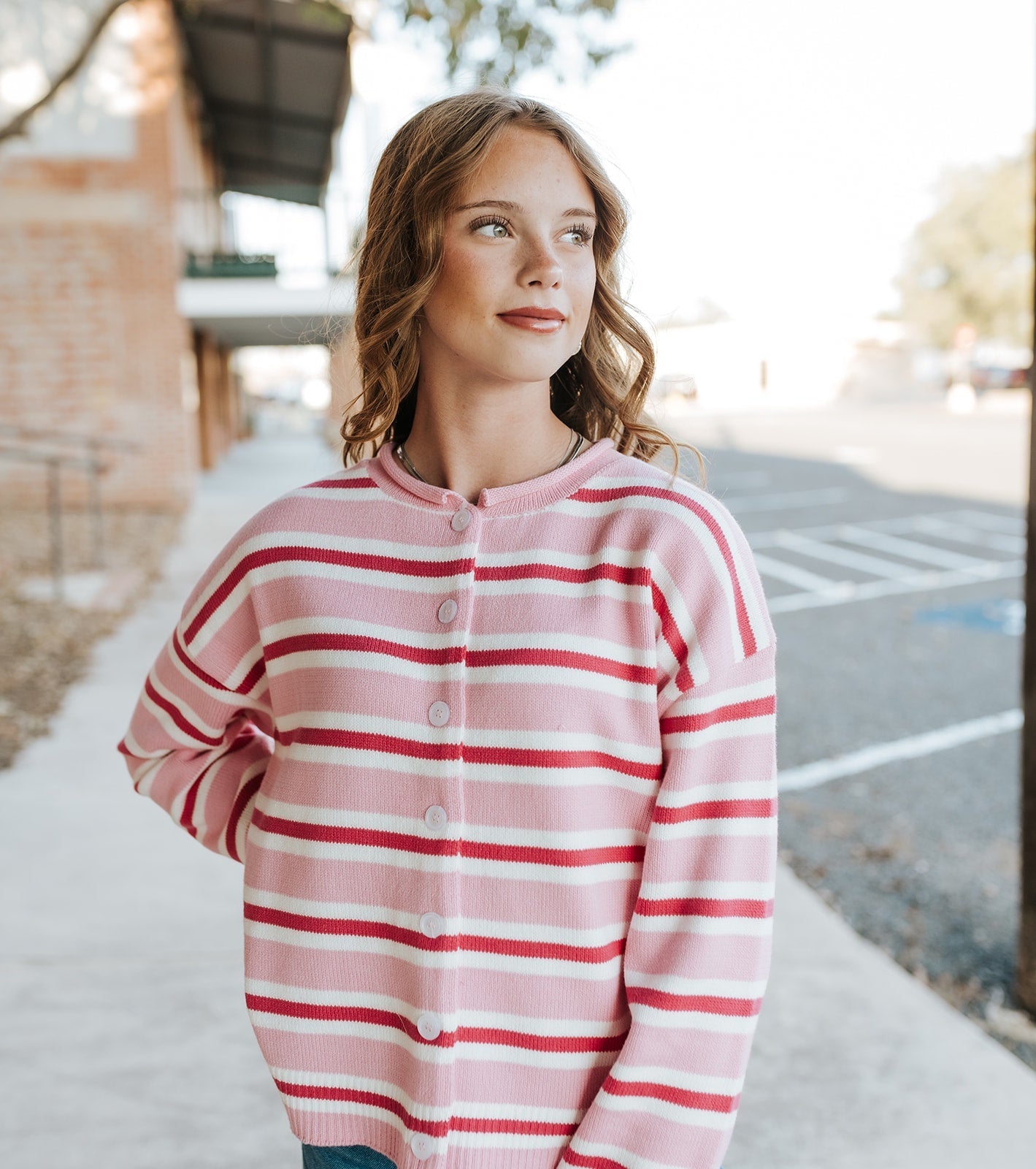 Pink Multi - Striped Button - Up Sweater Cardigan WL25 - 12488 - Southern Soule Designs