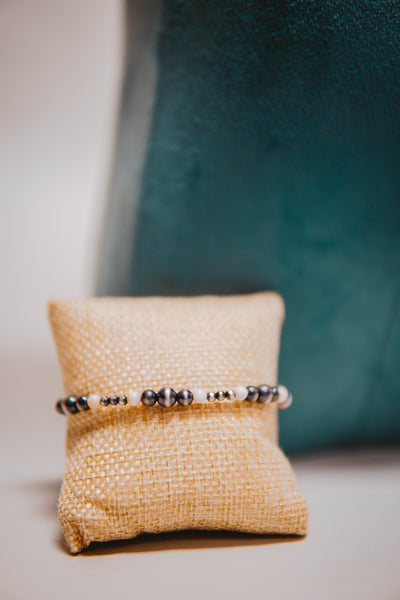 Pink Onyx/Pearl Stretch Bracelet - Southern Soule Designs