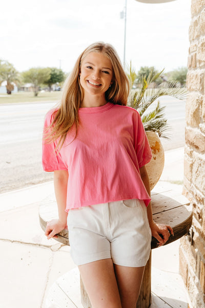 Pink Oversized Crop Comfy Top NT12068 - Southern Soule Designs