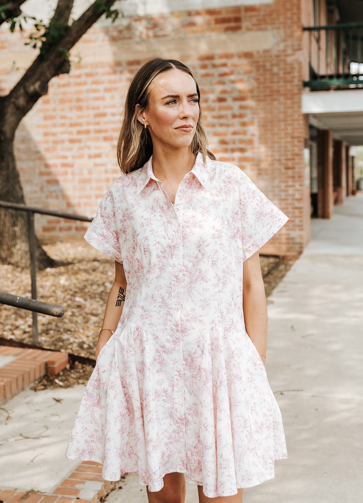 Pink Peony French Garden Mini Dress E3277D - Southern Soule Designs