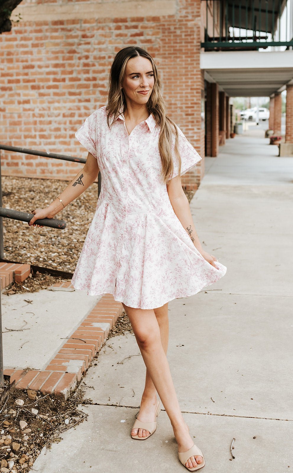 Pink Peony French Garden Mini Dress E3277D - Southern Soule Designs