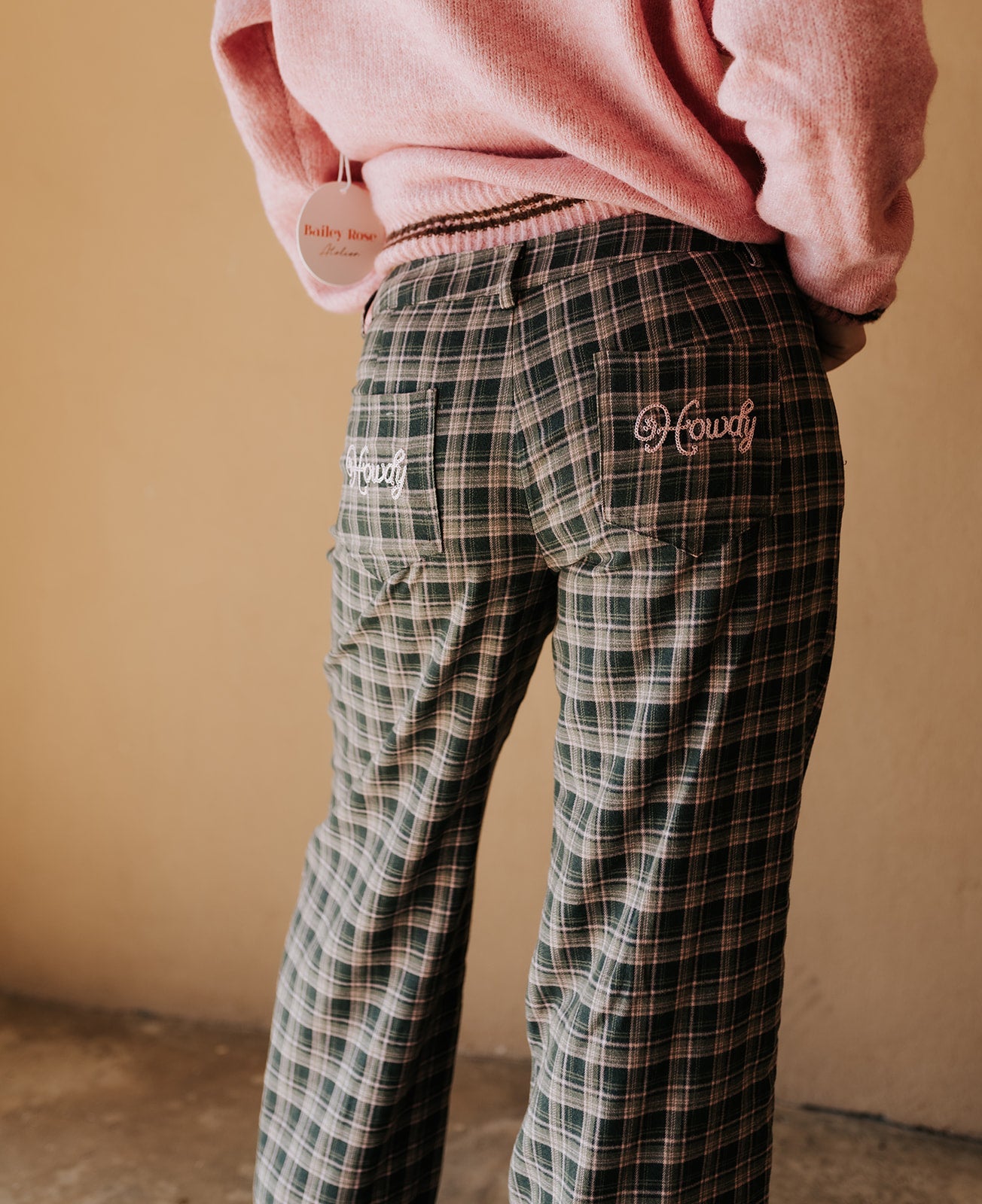 Pink Pine Cowgirl Script Plaid Pant BRP3975 - Southern Soule Designs