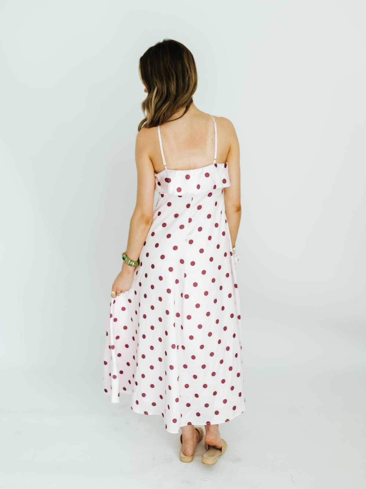 Pink Polka Dot Slip Midi Dress CD06852 - Southern Soule Designs