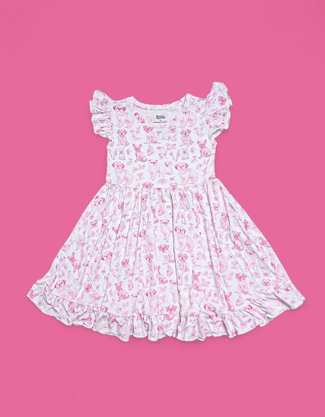 Pink Puppy Toile Dream Ruffle Dress - Southern Soule Designs
