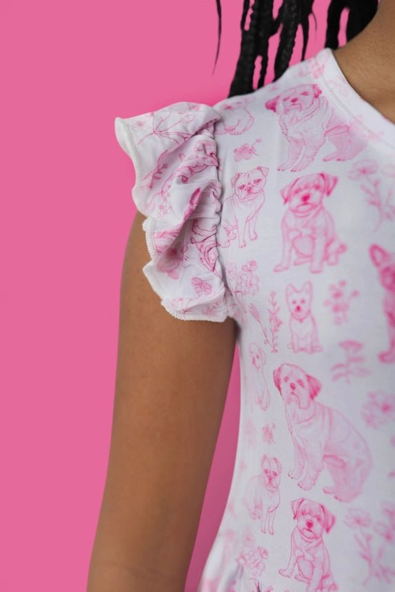 Pink Puppy Toile Dream Ruffle Dress - Southern Soule Designs