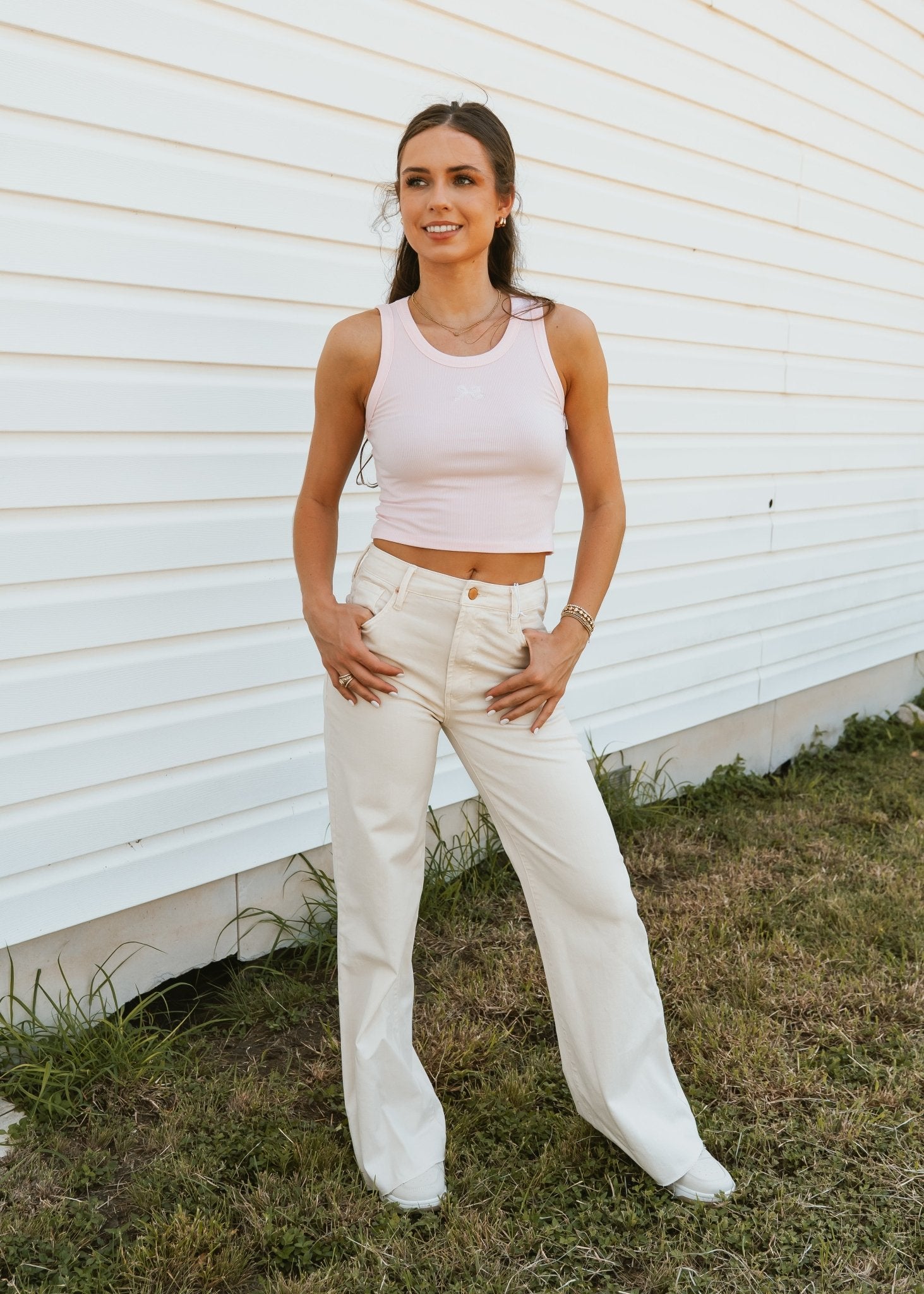 Pink Ribbon Embroidered Tank Top BRT3277 - 5 - Southern Soule Designs
