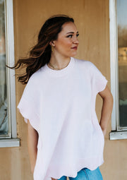 Pink Rigsby Scallop Sweater One Size - Southern Soule Designs