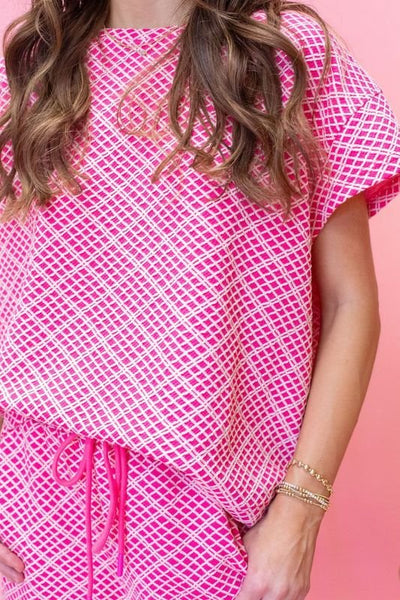 Pink Short Sleeve Texture Top T3872 - Southern Soule Designs