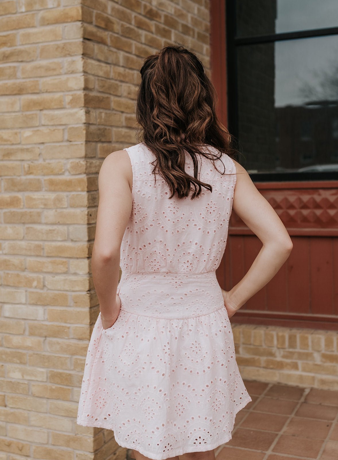 Pink Sleeveless Eyelet Lace Dress CD06823 - Southern Soule Designs