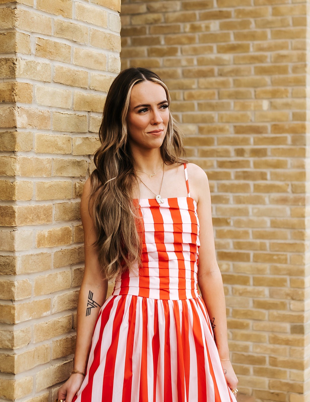 Pink Stripe Smocked Midi Dress CD06770 - Southern Soule Designs