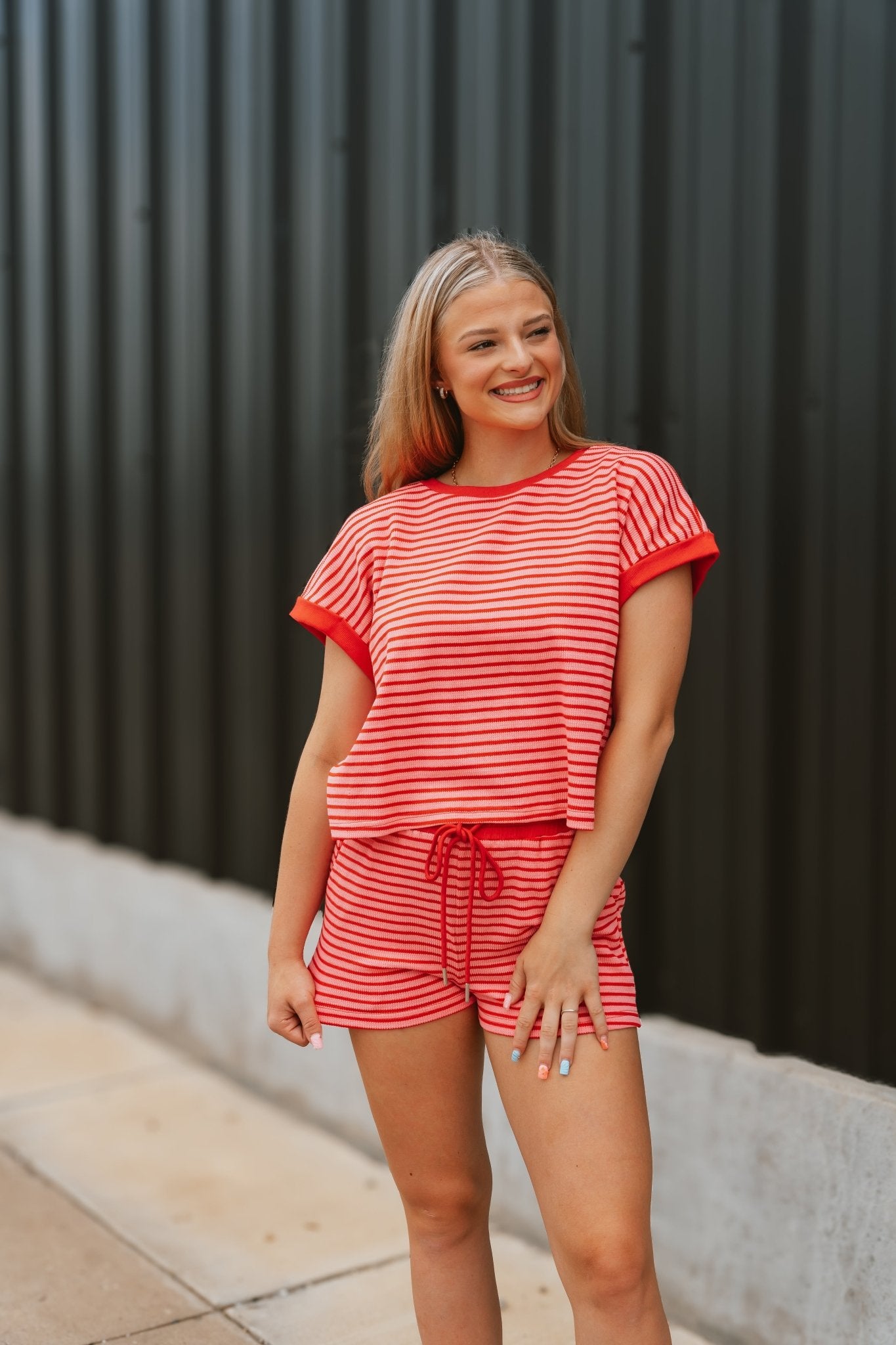 Pink Striped Comfy Shorts PG10790 - Southern Soule Designs