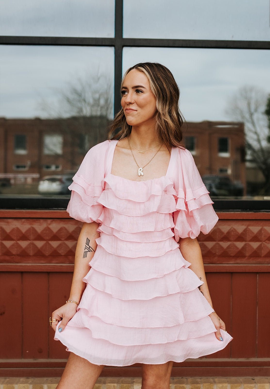 Pink Tiered Ruffle Mini Dress D - 10066 - H - 7 - Southern Soule Designs