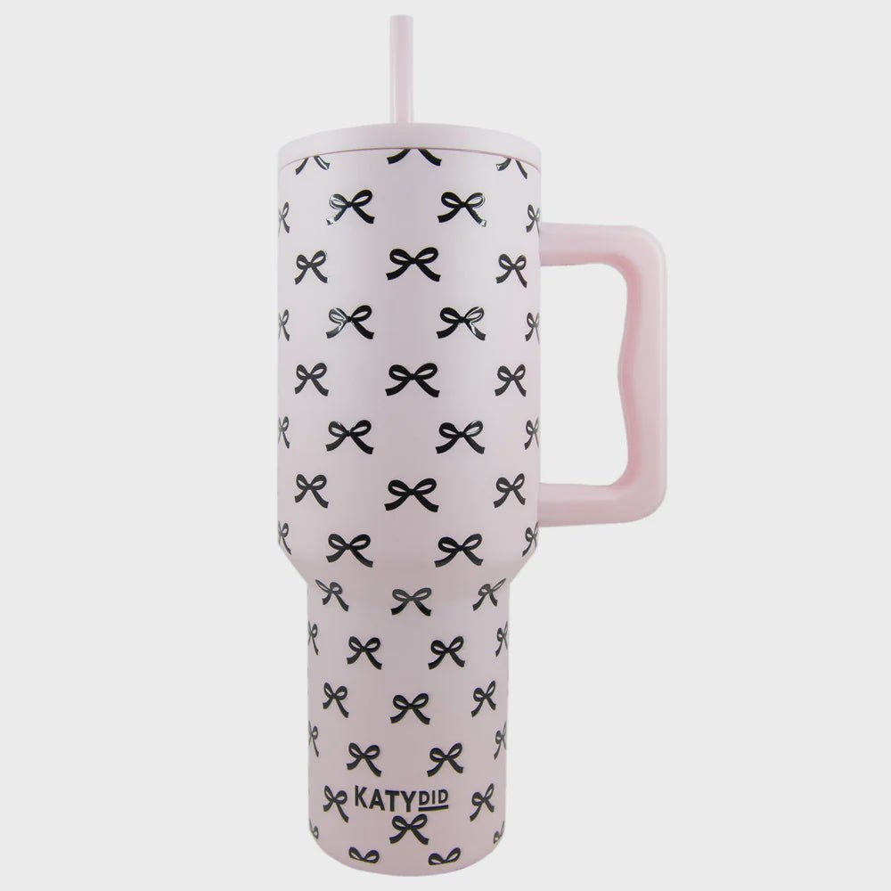 Pink w/Bows Tumbler w/Handle - Southern Soule Designs