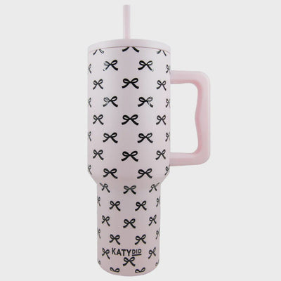 Pink w/Bows Tumbler w/Handle - Southern Soule Designs