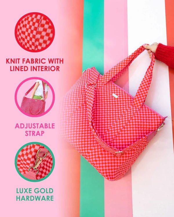 Pink XL Checkered Duffle Bag - Southern Soule Designs