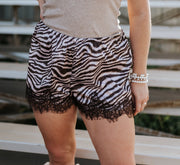 Pink Zebra Lace Satin Shorts - BP522C - Southern Soule Designs