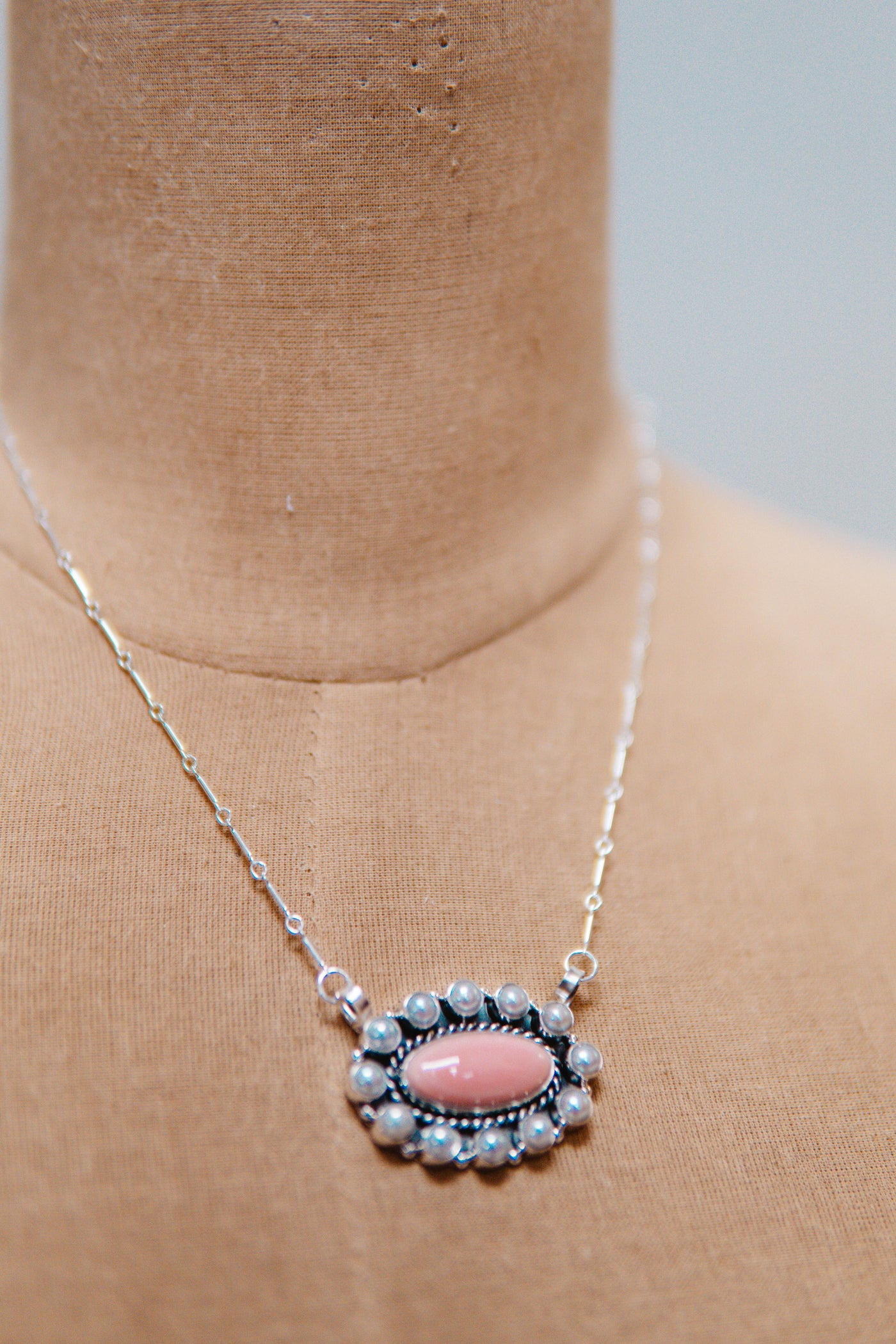 Pink Conch/Pearl Oval Necklace