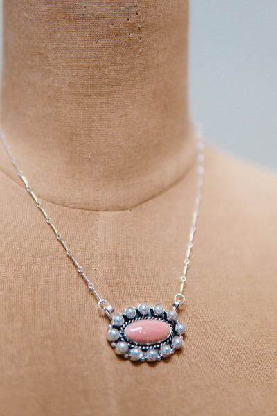 Pink Conch/Pearl Oval Necklace