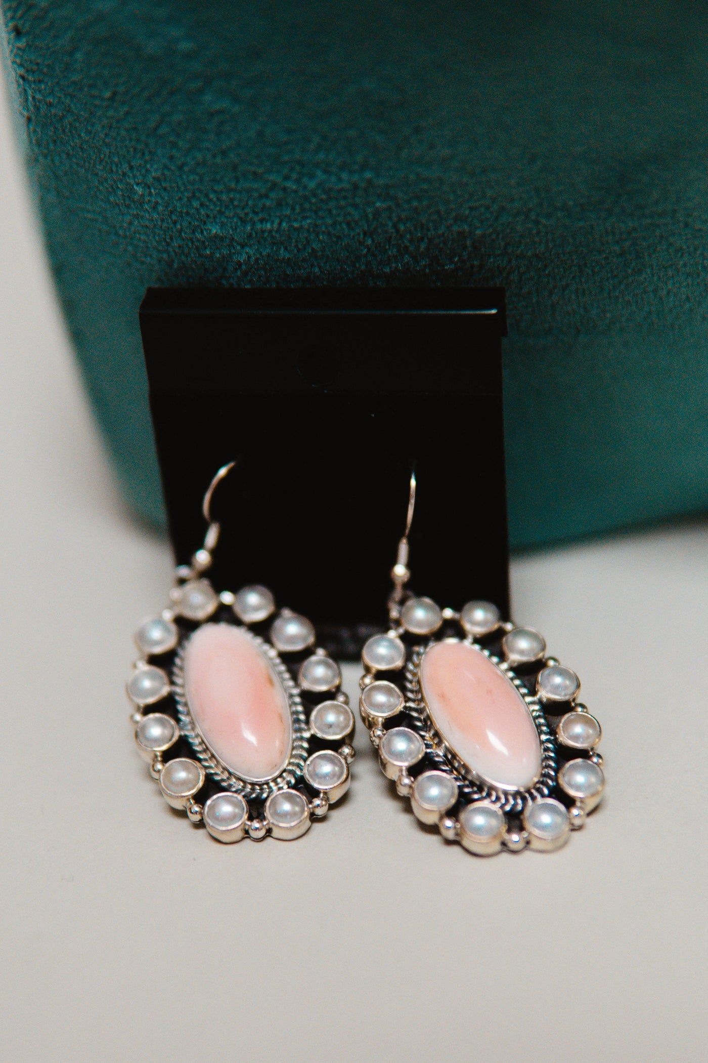 Pink Conch/Pearl Oval Earrings