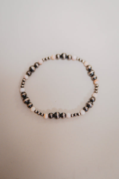 Pink Onyx/Pearl Stretch Bracelet