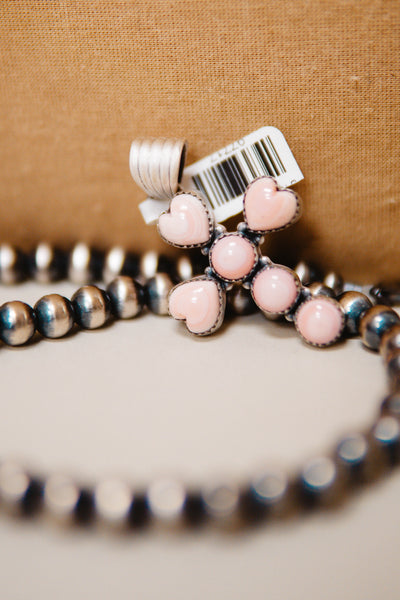 Pink Conch Heart Cross Pendant