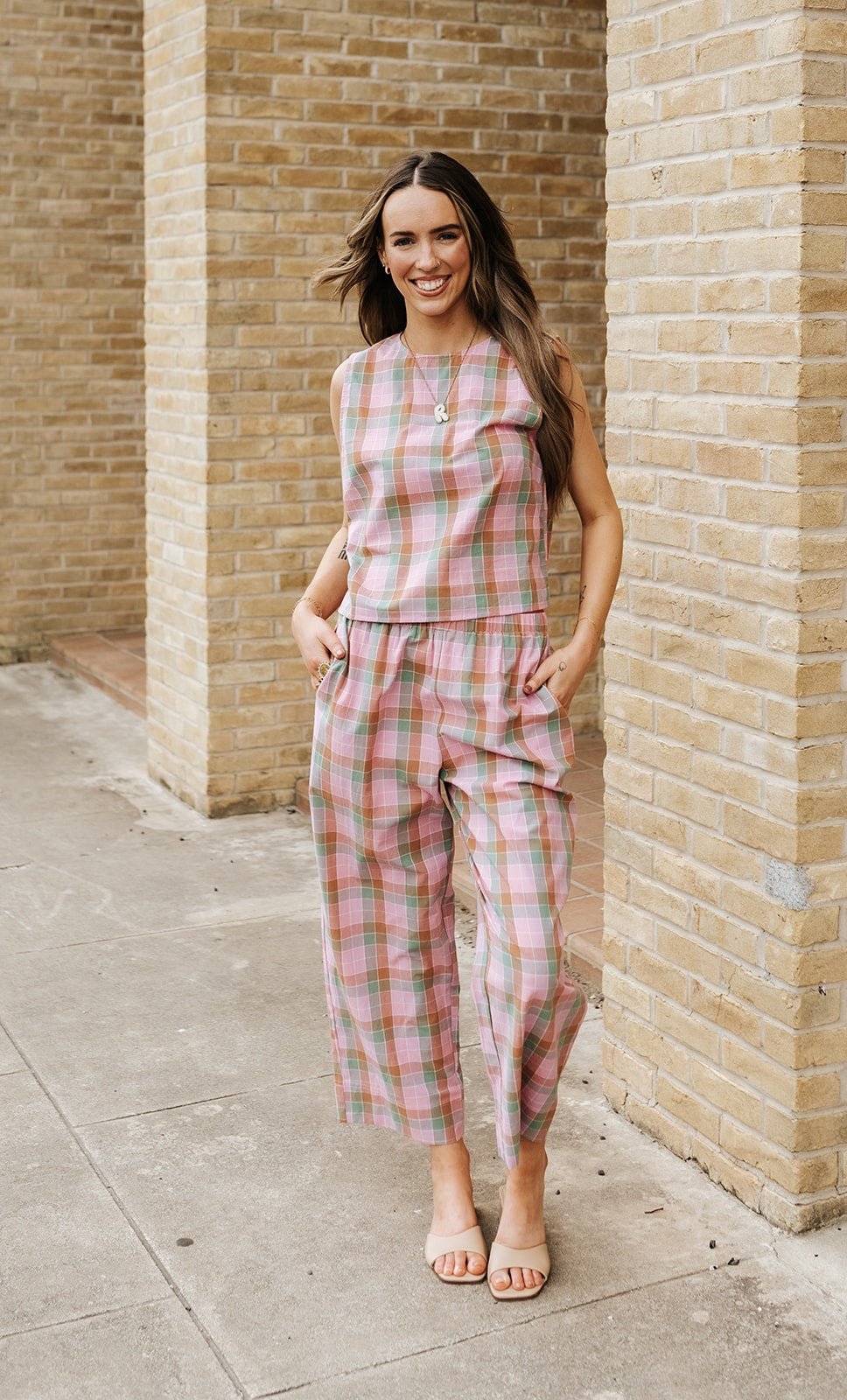 Pink/Green Multi Plaid Top and Pant Set WL26 - 12557 - Southern Soule Designs