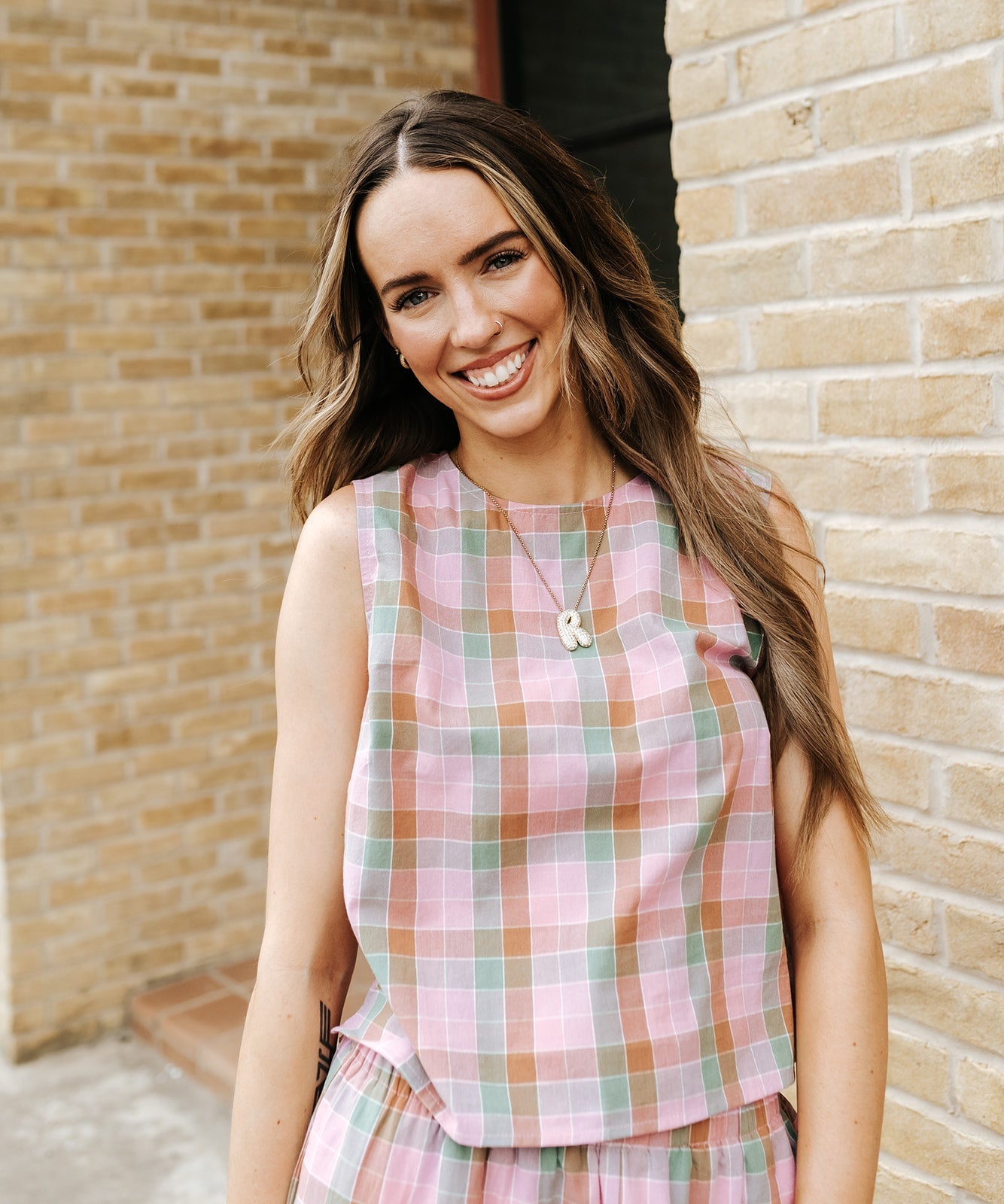 Pink/Green Multi Plaid Top and Pant Set WL26 - 12557 - Southern Soule Designs