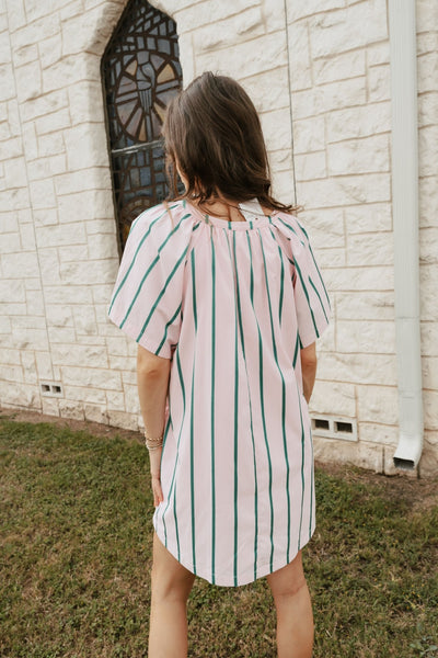 Pink/Green Stripe Mini Dress ILD4549 - Southern Soule Designs