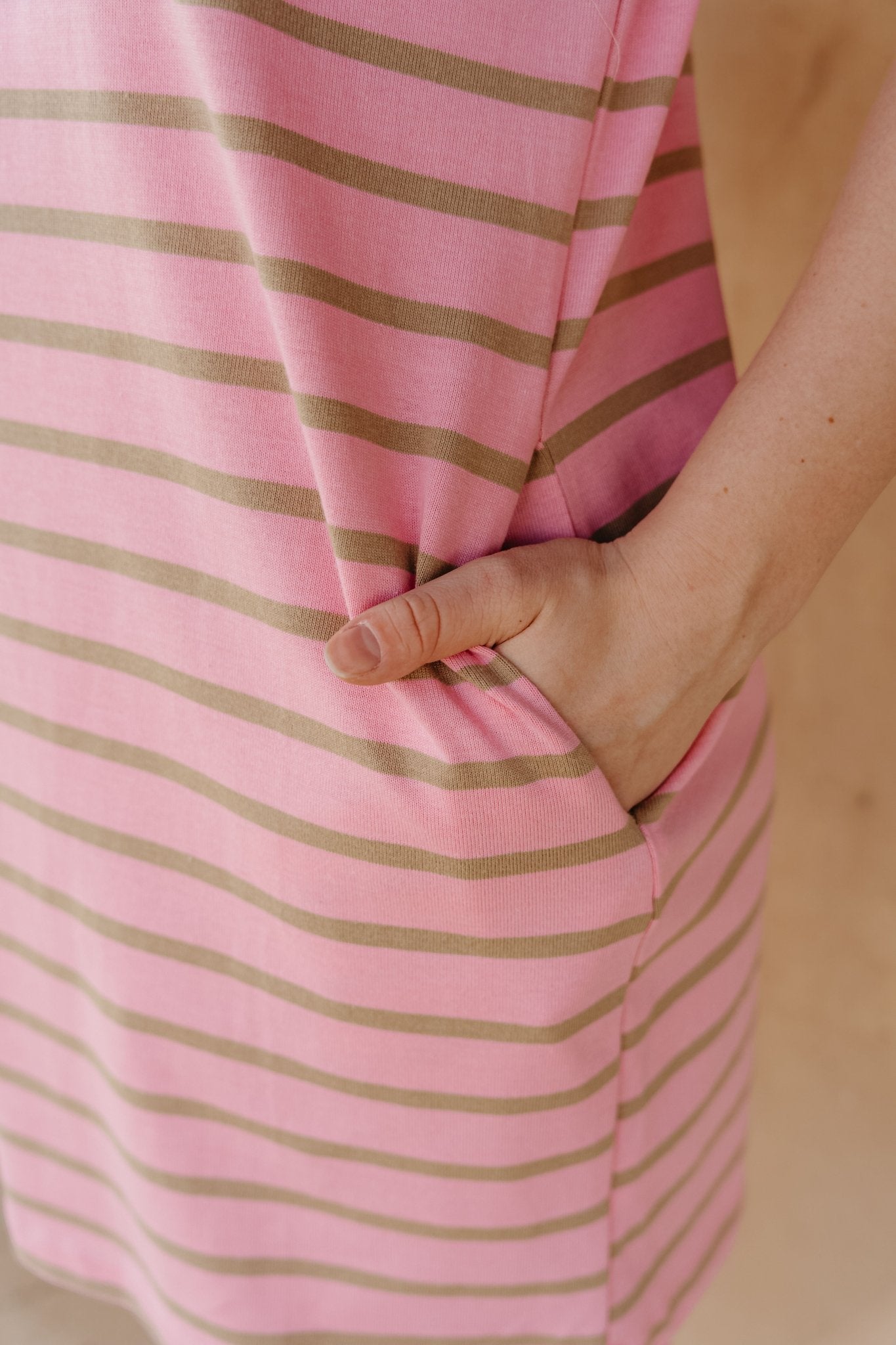 Pink/Mocha Striped Tee Mini Dress WL24 - 9641 - Southern Soule Designs