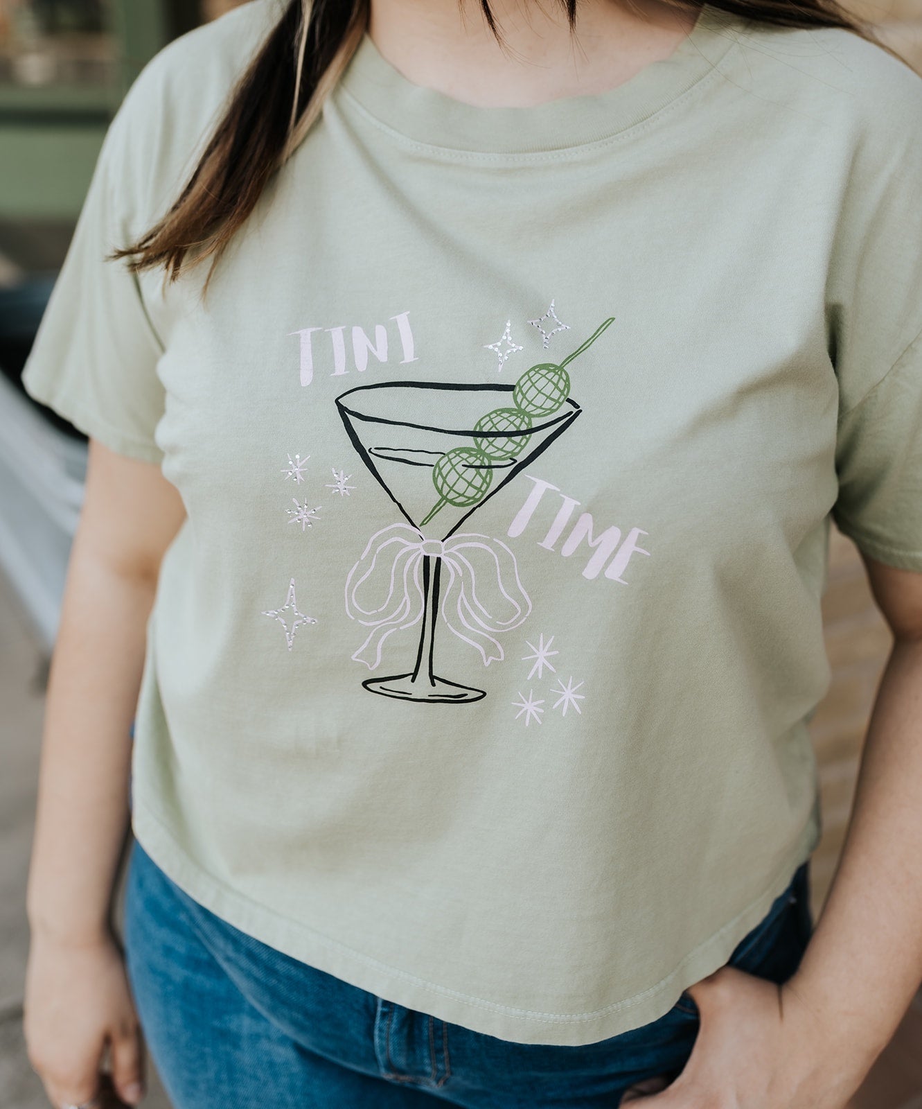 Pistachio Tini Time Wide Boy Tee - Southern Soule Designs
