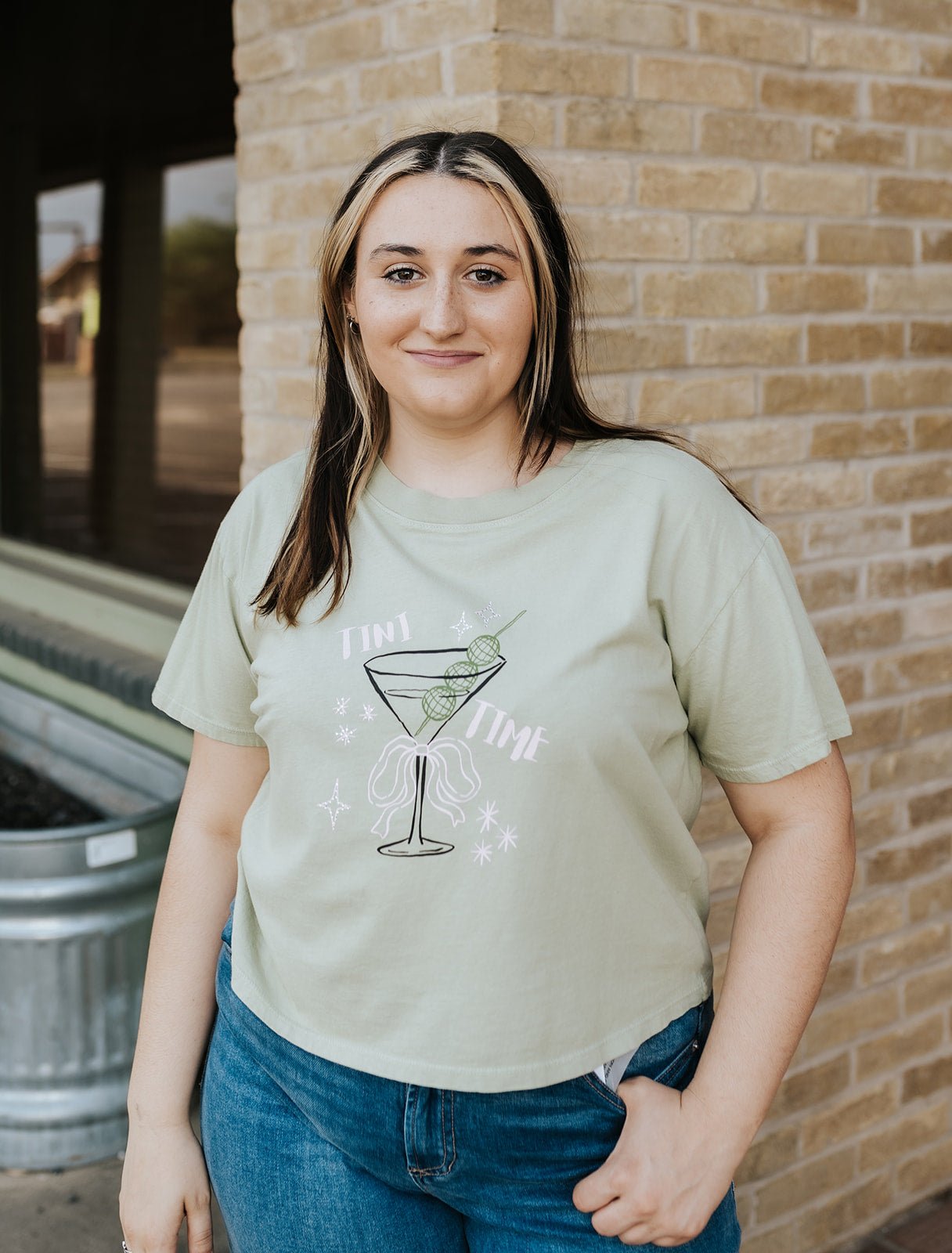 Pistachio Tini Time Wide Boy Tee - Southern Soule Designs