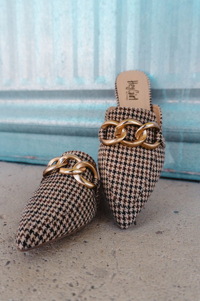 Playin For Keeps Mule Black Tan Houndstooth - Southern Soule Designs