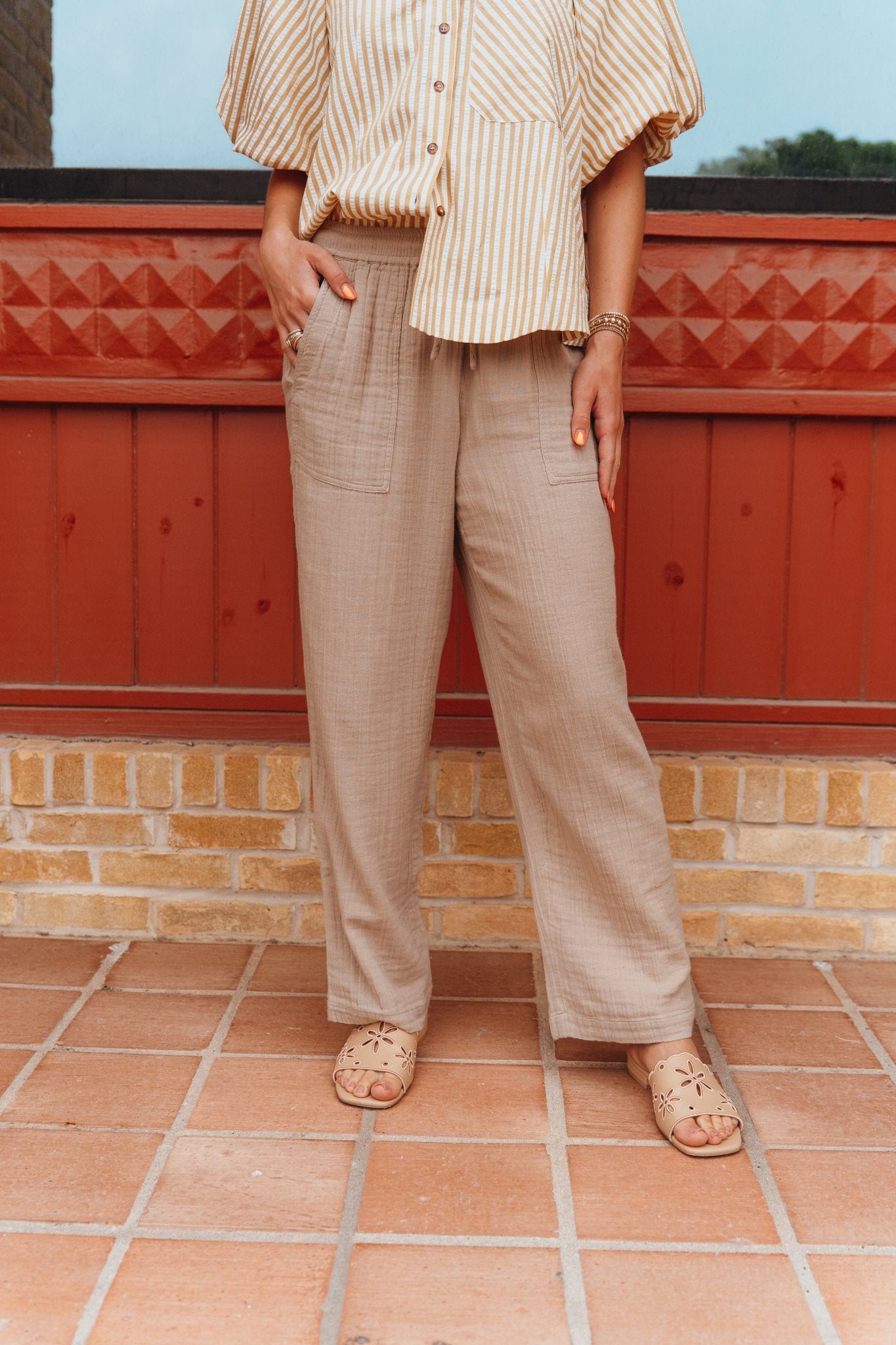 Plaza Airy Pant Iced Coffee ZP252700 - Southern Soule Designs